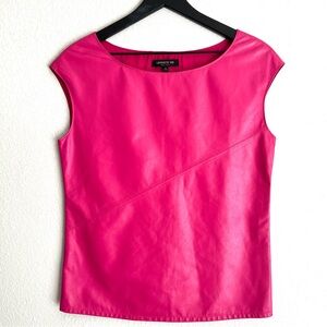 Lafayette 148 Women’s Soft Leather Sleeveless Top Size 2 Hot Pink